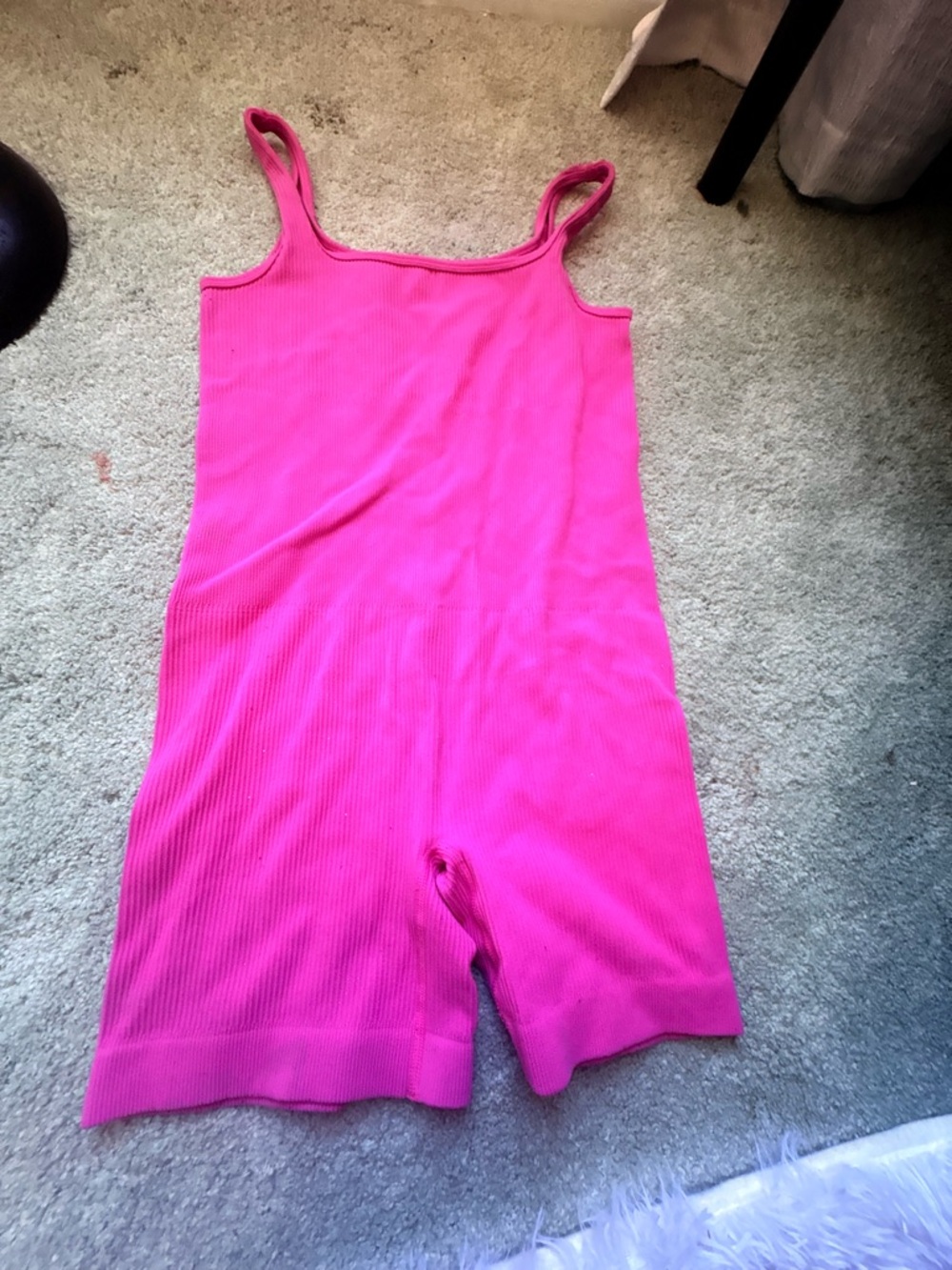 Hot Pink Ribbed Tank Romper - Picture 3 of 3